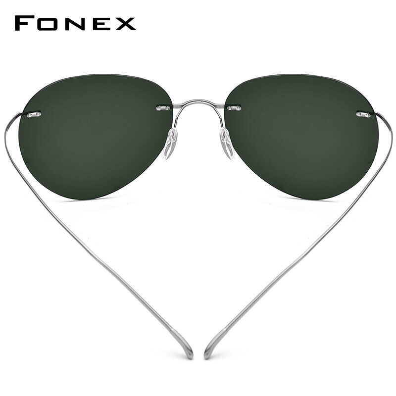 ❤ FONEX Titanium Rimless Sunglasses Men 2022 New Ultralight Korean Japaness Style Frameless Screw