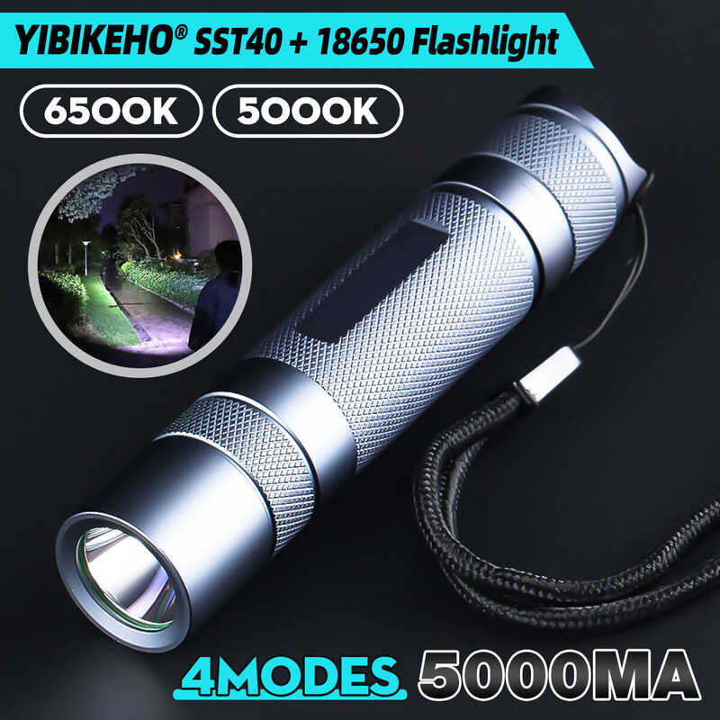 Flashlight S2+ Sst40 1800Lm 5000K 6500K Temperature Protection Management 18650 LED Torch