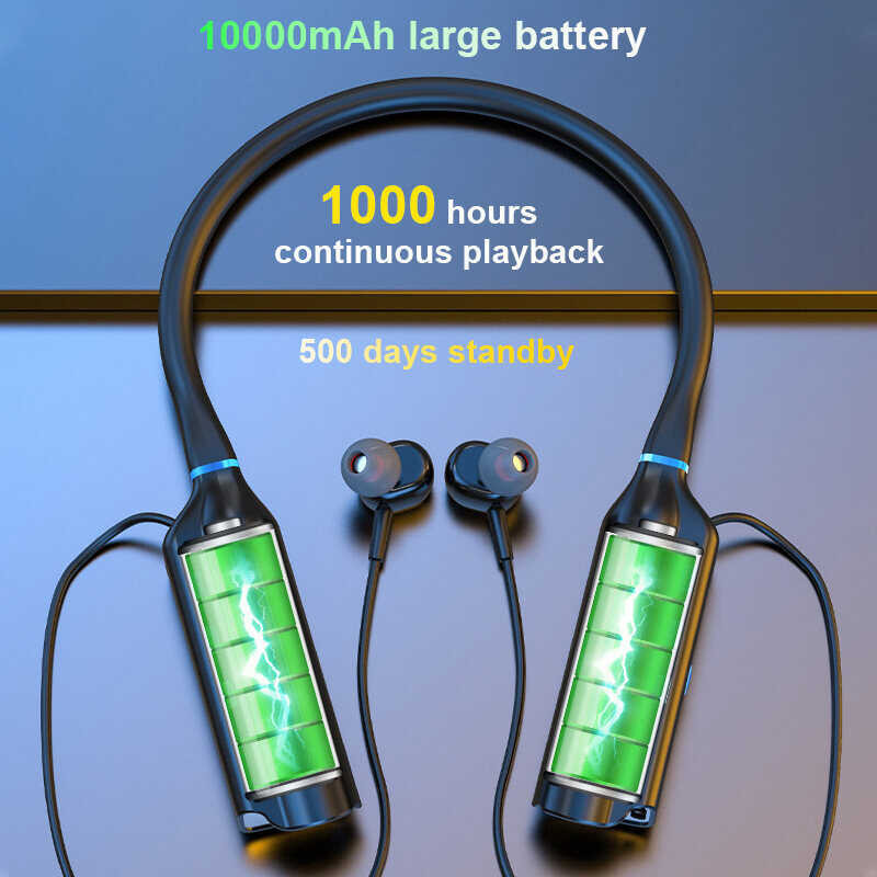 IPX5กันน้ำกีฬ  1000ชั่วโมงเล่นเพลงหูฟังบลูทูธแบบคล้องคอ