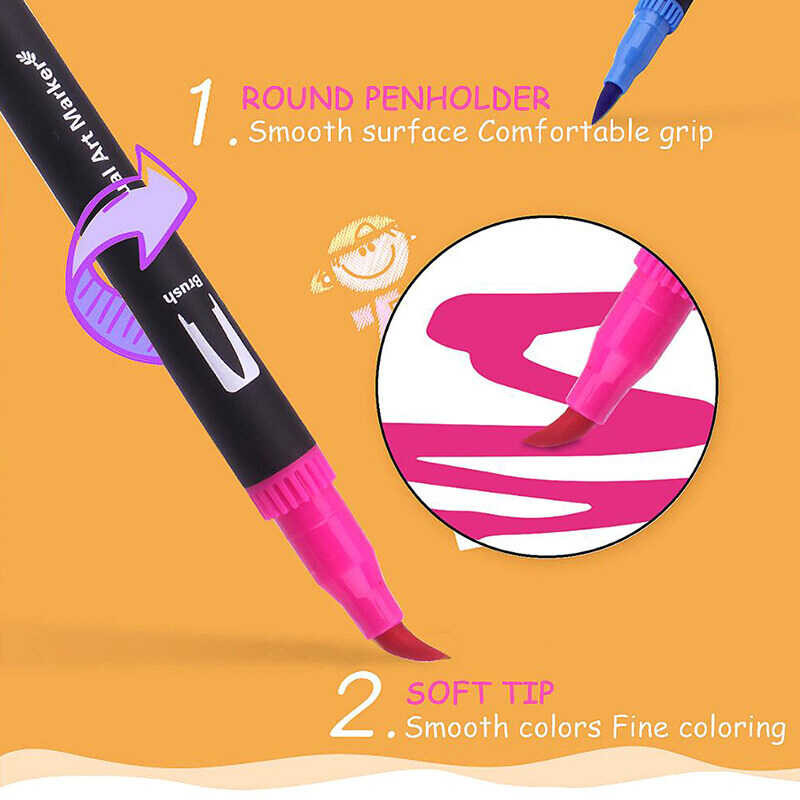 Tip Dual Brush Pen Set 60/100/120 Colors Dual Brush Pen Sketch Manga Magic Colour Pen Set Drawing D