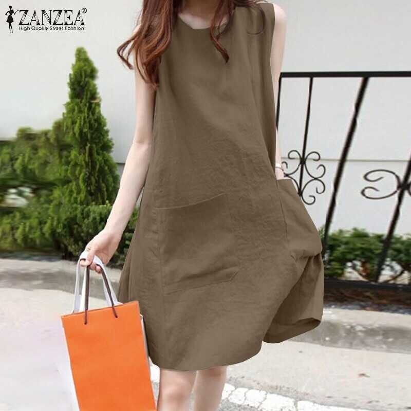 ❤ Esolo ZANZEA Muslimah ชุดเดรสผู้หญิงมุสลิม,ชุดเดรสผ้าฝ้ายผ้