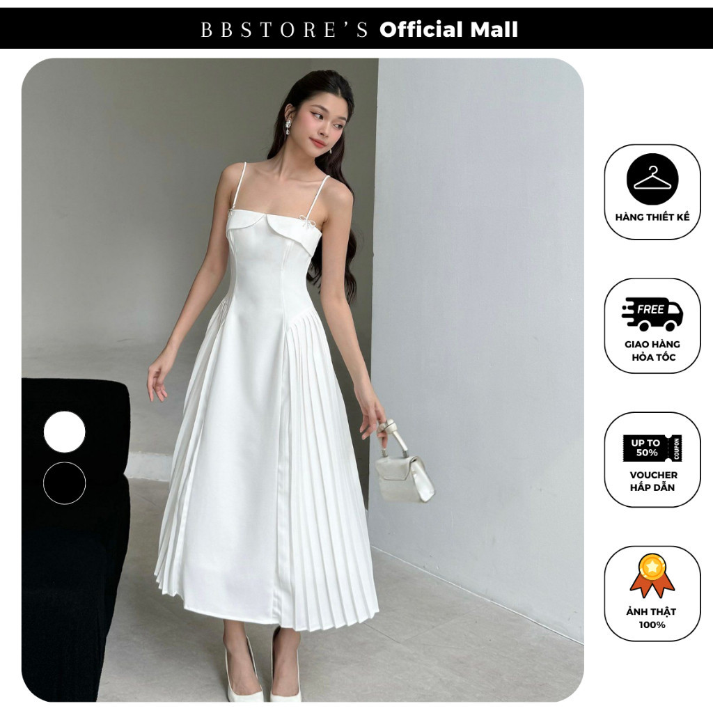 Luxurious pleated long Form long spaghetti straps dress BBSTORE'S - D3091