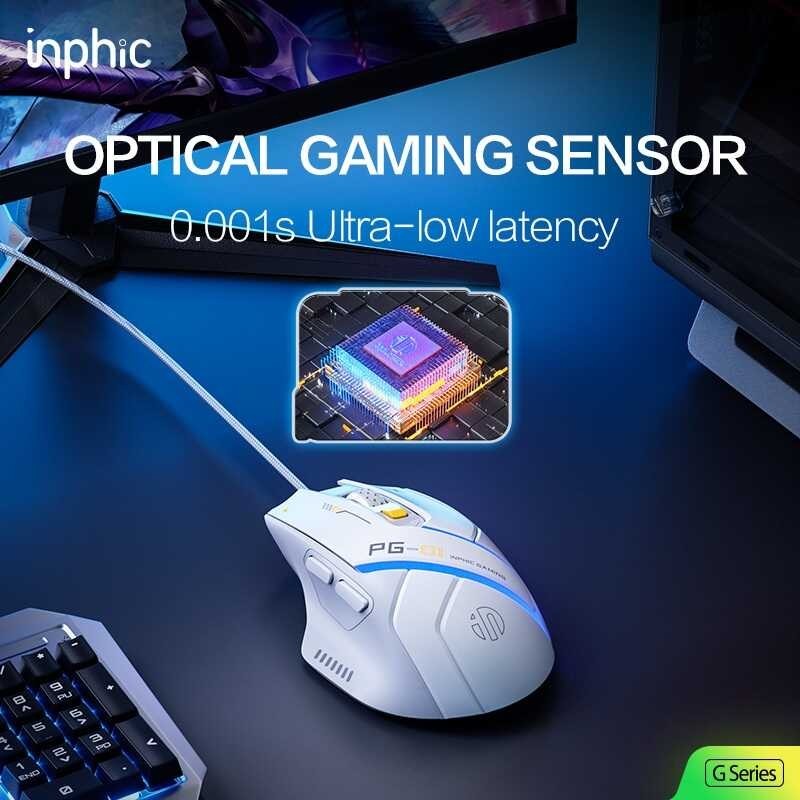 [HOT ❀ SDGFLHK 118] inphic PG1 Gaming Wired Customizable 6 Buttons / 200-12800DPI 1000Hz Precision