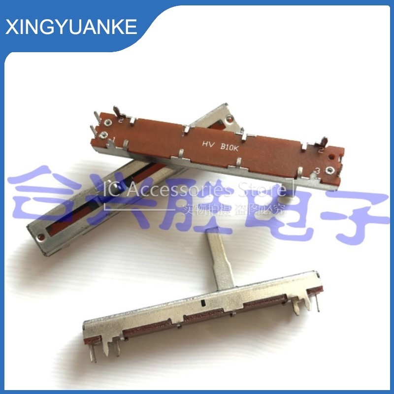 2 ชิ้น/ล็อต 6 ซม.เลื่อน Potentiometer เดี่ยว B10K ความยาวเพลา 17 มม.ผสมปริมาณตรงสไลด์ Fader จังหวะ 45 มม.ความยาวเพลา 17 มม.