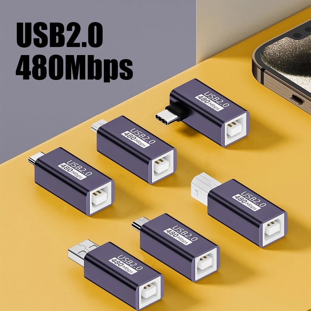 อะแดปเตอร์เชื่อมต่อ 480Mbps Type-C Micro USB 2.0 เป็น USB-B สําหรับเครื่องพิมพ์ คีย์บอร์ดอิเล็กทรอนิกส์ 1 ชิ้น