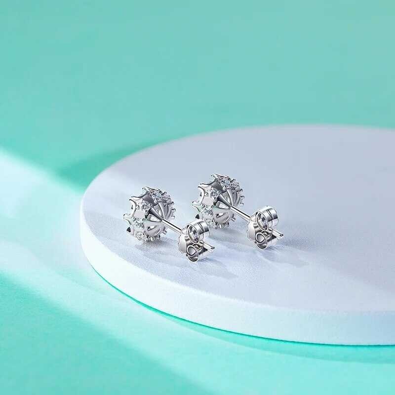 1 ❤ Anujewel Carat D Color Moissanite Diamond Gold Plated Flower Bridal Stud Charm Earrings 2022 T i