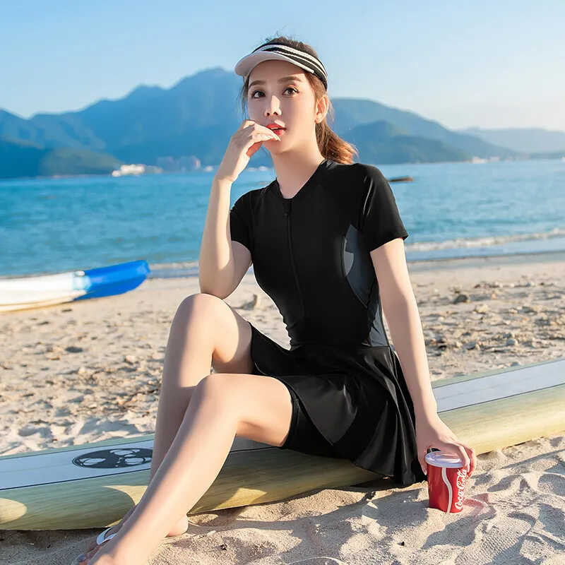 ♎ Kai Si Ke Swimsuit Women's Plus Size Fat MM Skirt One-Piece Conservative Slim Swimming Pool Hot ze