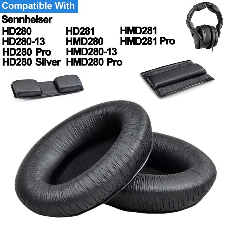 เปลี่ยนแถบคาดศีรษะแผ่นรองหูฟังสําหรับ Sennheiser HD280 เงิน HD281 HMD280-13 HMD281 Pro หูฟังแผ่นรองฟองน้ําชุดหูฟัง Earmuffs