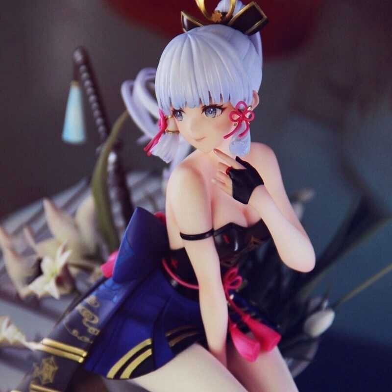 Genshin 20Cm Impact Kamisato Ayaka Sitting Model Collectible Figure Doll Desktop Ornaments