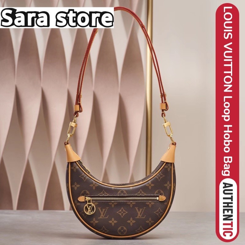 ♞หลุยส์วิตตอง Louis Vuitton กระเป๋ารุ่น LV LOOP Hobo bag กระเป๋าแมสเซนเจอร์/ผู้หญิง