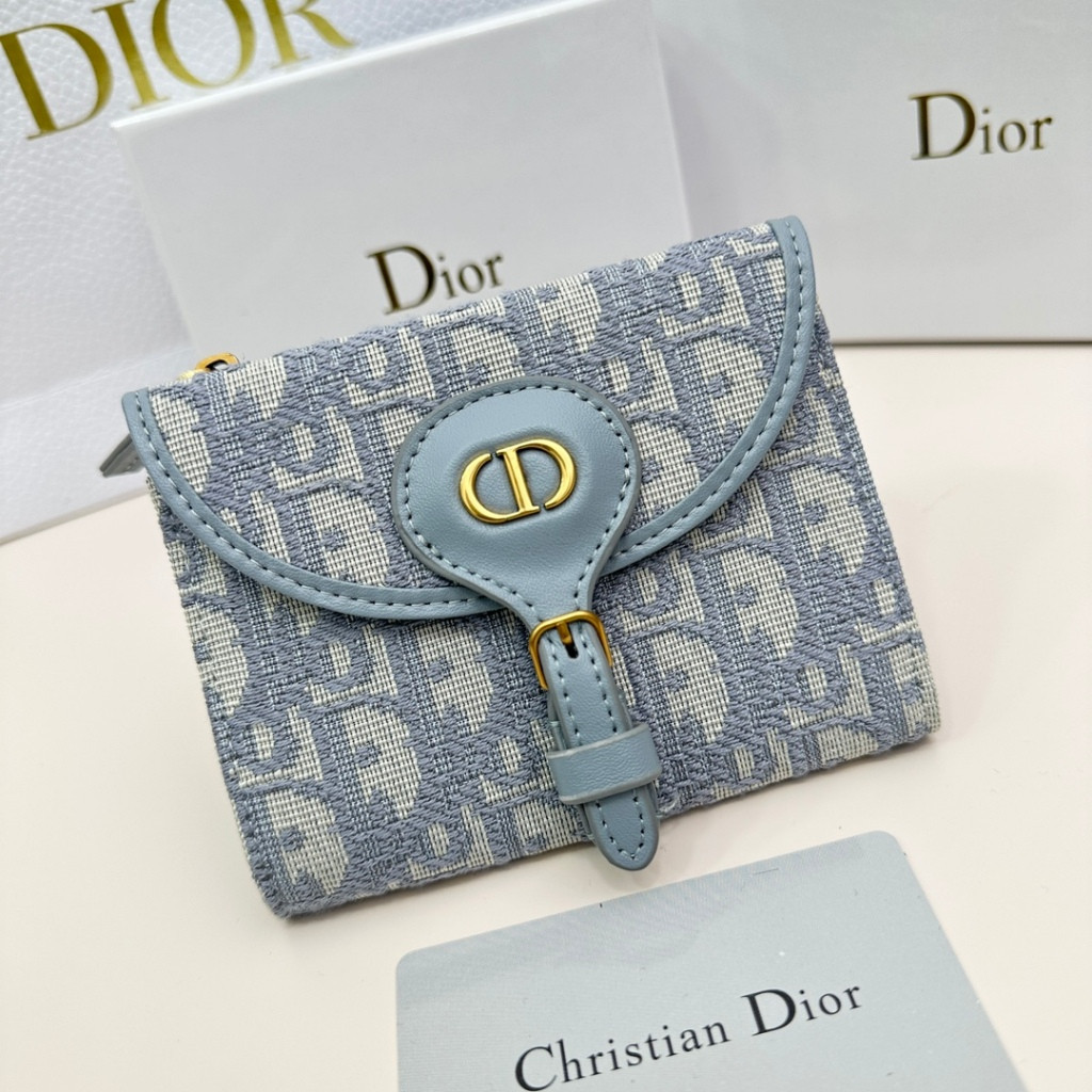 Dior กระเป๋าคลัทช์ กระเป๋าสตางค์ หนังแท้ อเนกประสงค์