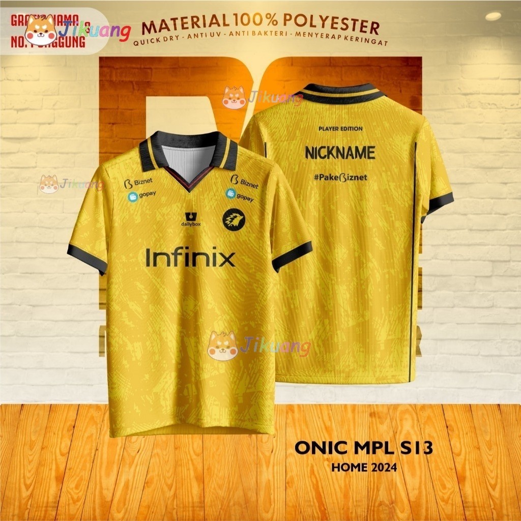 Free CustomheroJersey เสื้อยืด Tops Supporters ONIC ESPOTS MPL S13Yellow ฟรี NickName