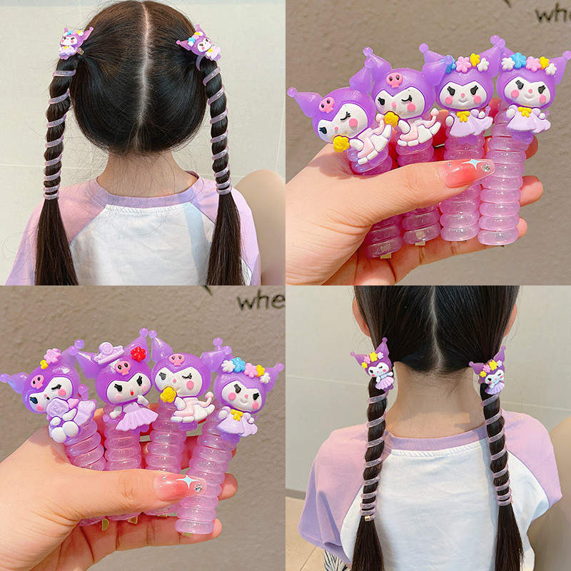 1pc ใหม ่ น ่ ารักสีม ่ วงสาวยืดหยุ ่ นเกลียวผมเชือกหัวเชือกผมหางม ้ าผมแหวนยาง Band Headdress สําหรับเด ็ ก
