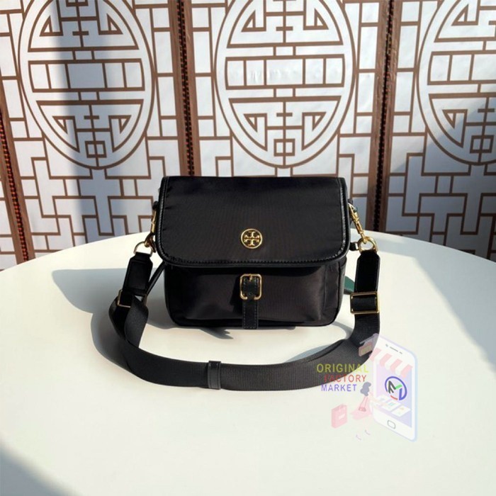 Tory BURCH Piper กระเป๋าสะพายข้าง ผ้าไนล่อน สีดํา ของแท้ 74561