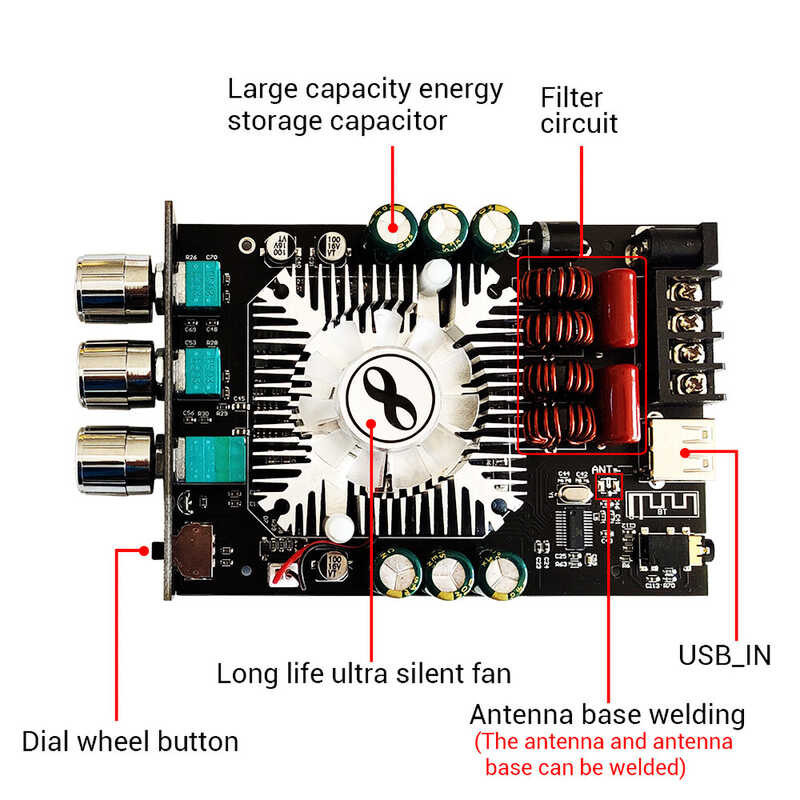❤ 【Ready Stock】Original Aideepen Zk-1602T Bluetooth Audio Power Amplifier Board Module Tda7498e