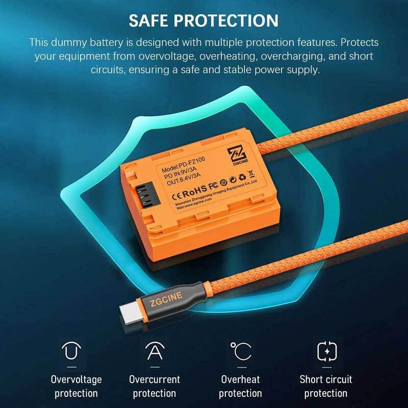 ❤️ Zine แบตเตอรี่เลียนแบบ Pd-Fz100 Type-C ไปยัง Np-Fz100สายถักพร้อมอุปกรณ์ต่อ DC สำหรับ Sony V/