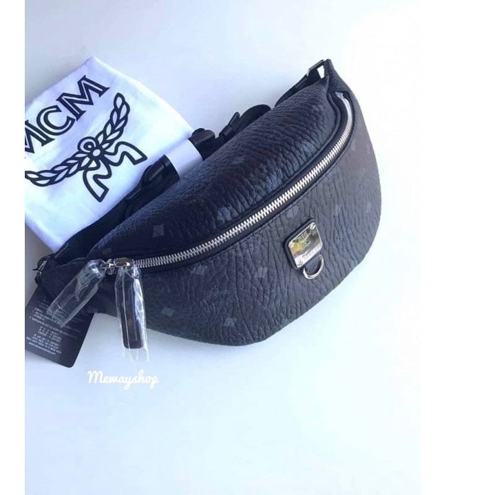 ♞MCM FURSTEN SMALL BELT BAG IN VISETOS (สีดำ) กระเป๋าคาดอก