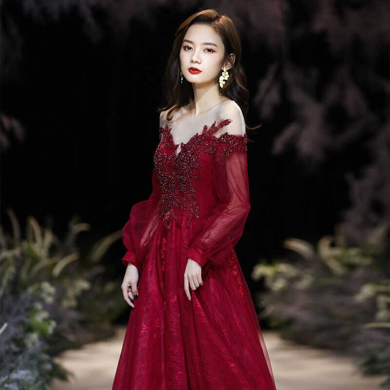 ❤ TRADI CHEO Prom Red Bridesmaids Wedding Gown For Bride Dinner Dress Women Evening Dress Gown F