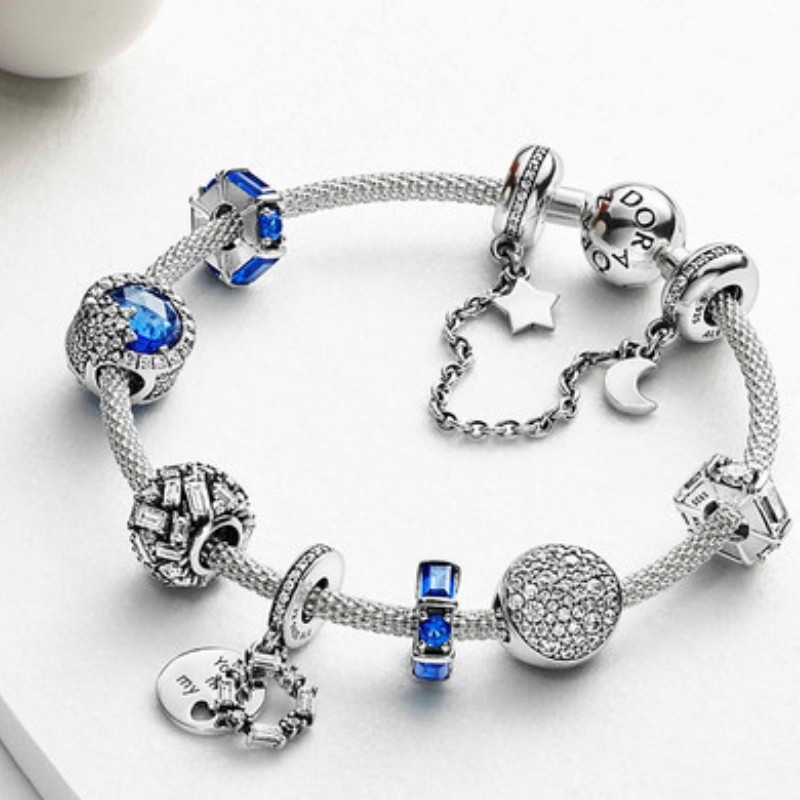 



 ♞Pandora silver charm Chiselled Elegance Charm 925 silver Square for Pandora silver charm brac