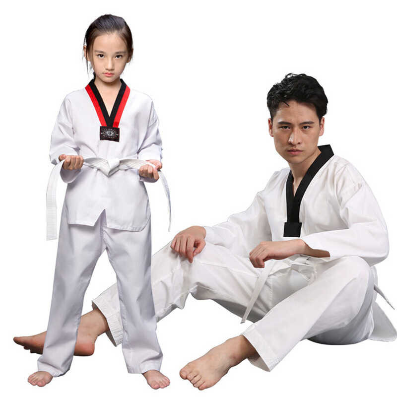 MC Hot[Free Ship] 100Cm-190Cm Taekwondo Dobok Clothes Children Adult Karate Suit Taekwondo Uniform