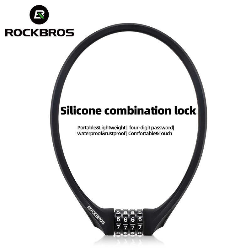 ROCKBROS Bike Lock Zinc Alloy Cylinder Durable Elastic MTB Lock Anti-Theft ABS Password Lock Portab