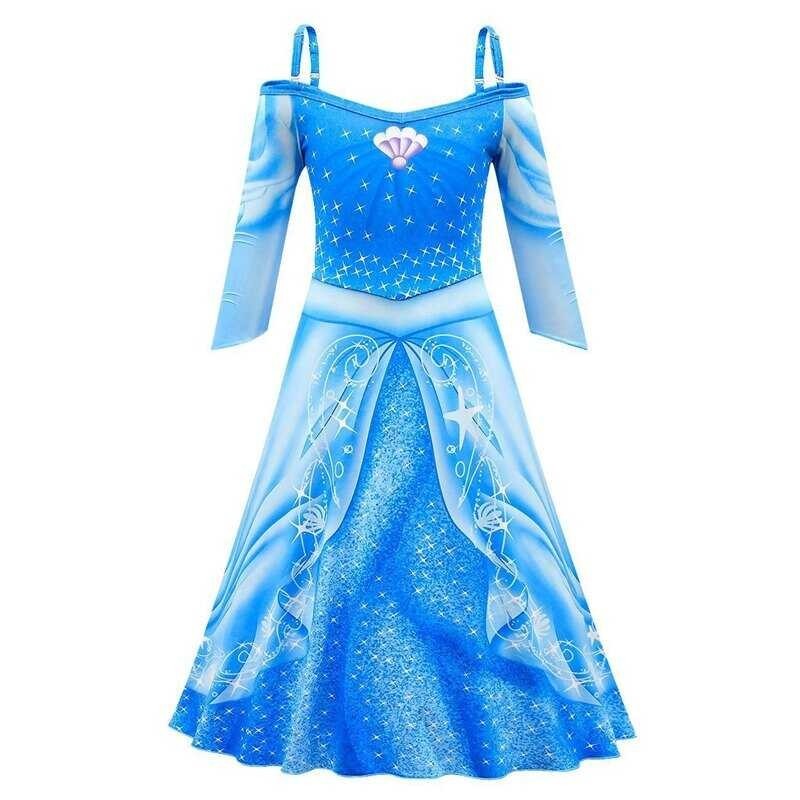 ❤ {Sweet Baby} Girls Green Ariel Dress Children Cartoon Mermaid Princess Dresses Kids Costume Bir