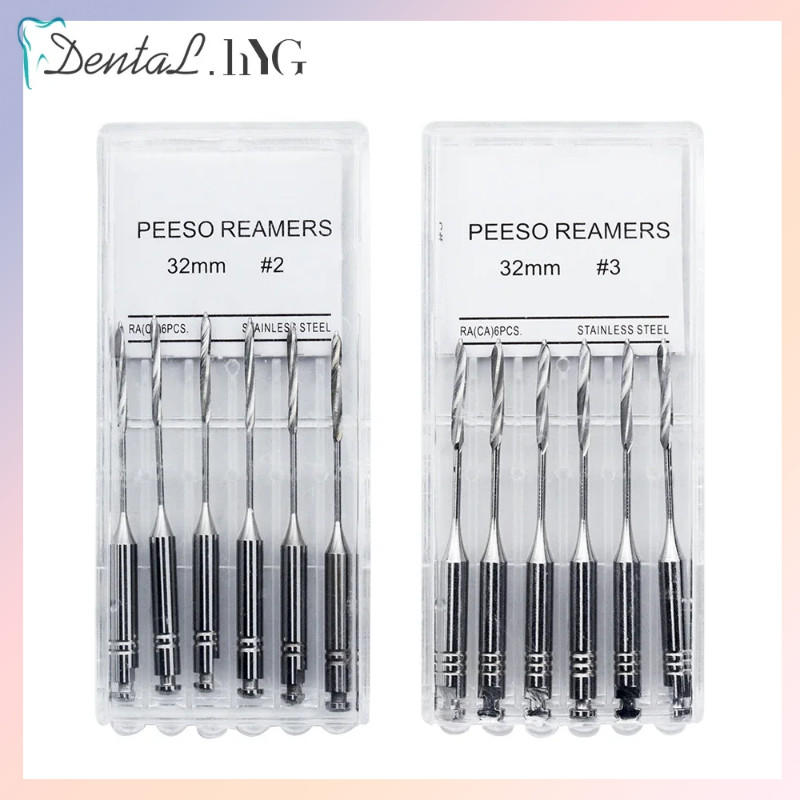 ♞1แพ็ค (6ชิ้น) ทันตกรรม Peeso Reamer 32มม.Endodontic Reamers เจาะ Burs Peeso Reamers ไฟล์ Endo Larg