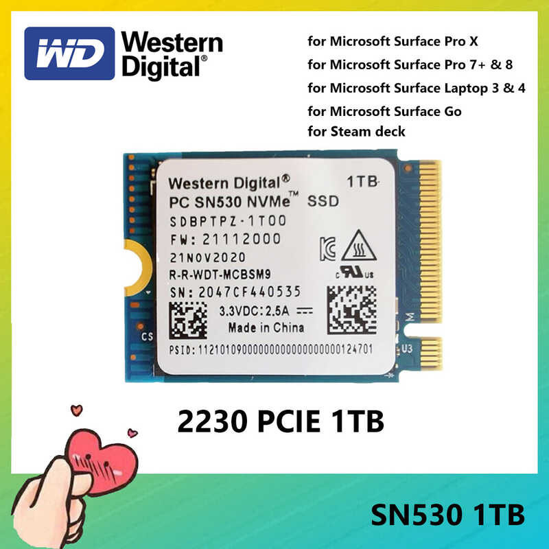 Western Digital [พร้อมส่ง] WD PC SN530 M.2 2230 SSD 1TB NVMe PCIe สำหรับ Microsoft X  Ie