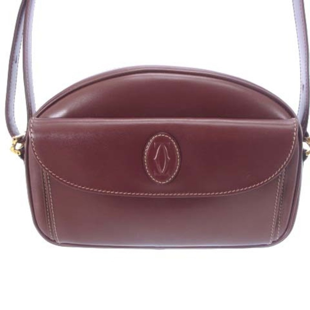 Cartier Must Do Mastline Shoulder Bag Leather Red Purple Bag Direct from Japan Secondhand