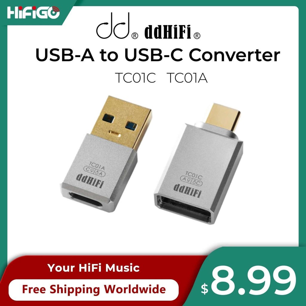 DD ddHiFi TC01A และ TC01C ตัวแปลงอะแดปเตอร์ USB-A เป็น USB-C คุณภาพไฮไฟ เข้ากันได้กับโทรศัพท์ คอมพิว