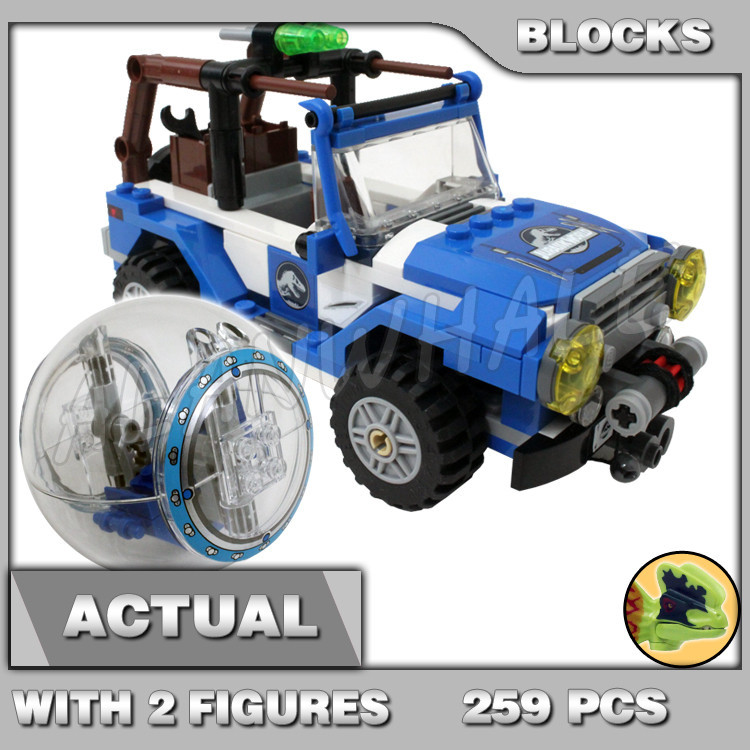 259pcs Jurassic World Dilophosaurus Ambush Gyrosphere Dino Truck Trooper 79093 Model Building Blocks