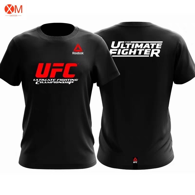 UFC Free Fight Training ชุดกีฬา MMA MMA MMA มวยสากลฟิตเนส Slim Fit เสื้อยืดแขนสั้น