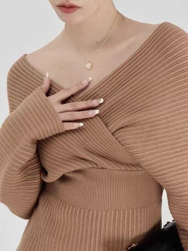 ❤ Alisa. Sonya ผู้หญิงชุดถักสไตล์เกาหลีหรูหราไม่มียาแขนย