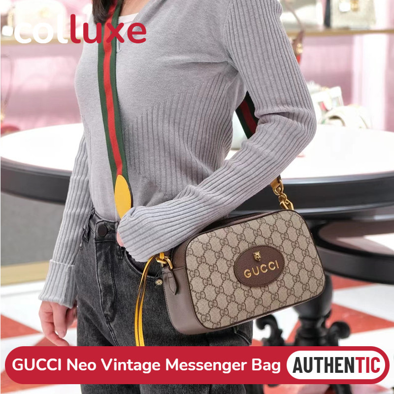 ♞,♘,♙กุชชี่ Gucci Neo Vintage GG Supreme Messenger Bag บุรุษและสตรี Best Price