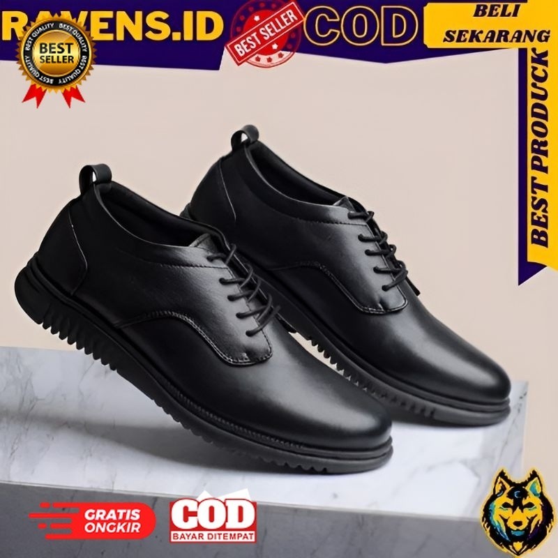 Hitam Ravens FORMAL Shoes Men Casual Loafers Black FORMAL Work Office College Loafers - HEDWIG Port
