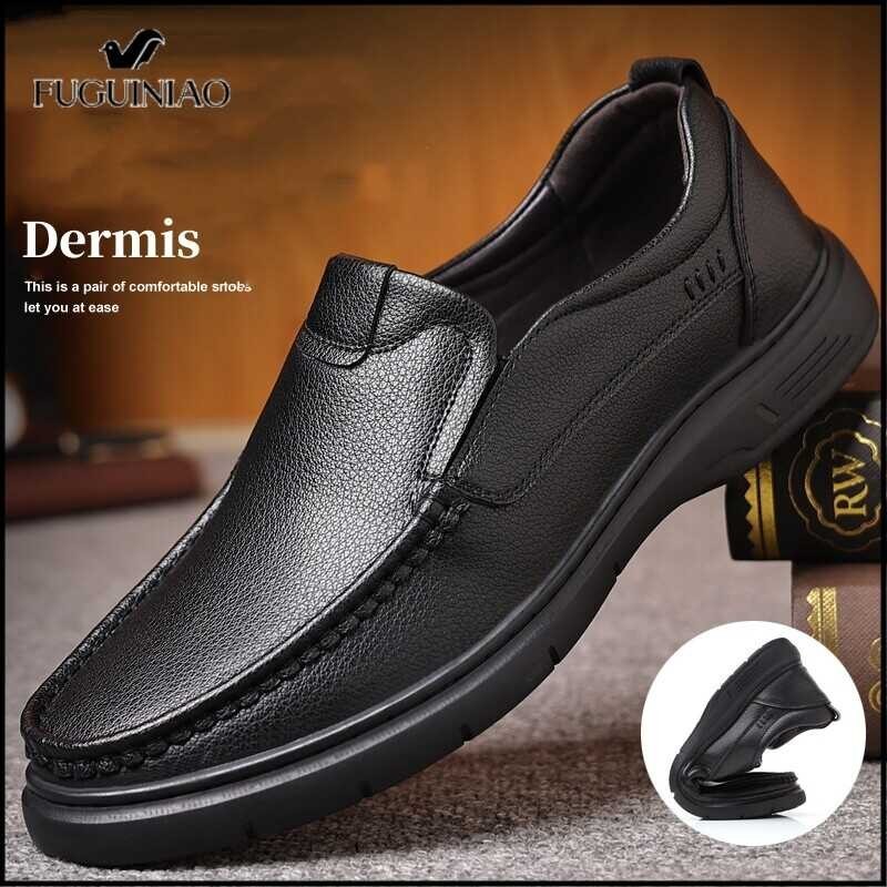 Size Fuguiniao Big 38-44 2024 Genuine Men's Man Leather Casual Shoe Outdoor Hiking Men Sports Shoes 