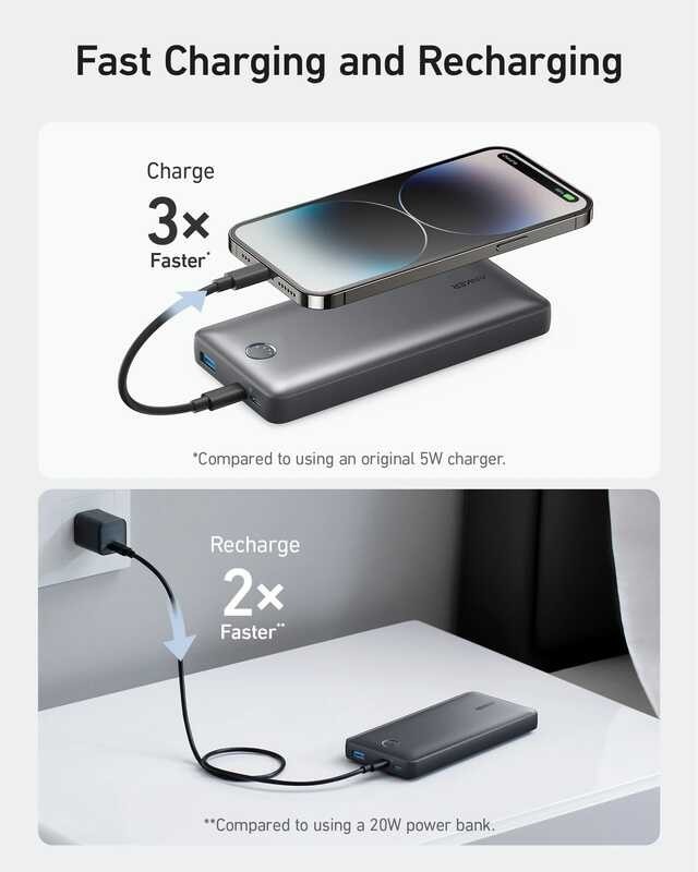 (PowerCore Anker 535ที่ชาร์จความเร็วสูง 20K) 20000MAh ใช้ได้กับ IPhone1