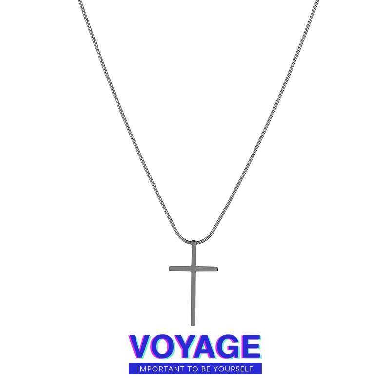 VOYAGE Fine Snake Bone Chain Cross เสื้อกันหนาวสร้อยคอสำหรับผู้ชาย Men Boom Men Premium Sense เสื้อก
