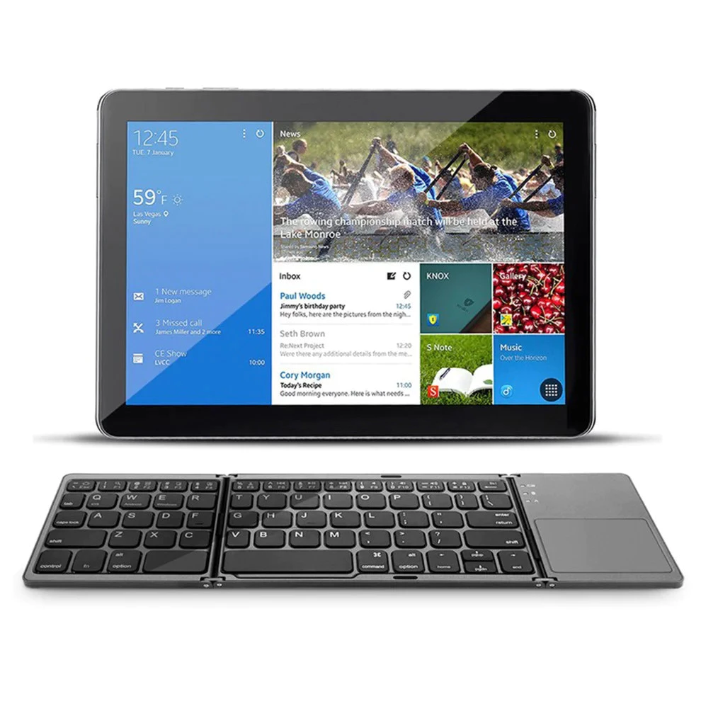 คีย์บอร์ดบลูทูธพับได้พร้อมทัชแพด สำหรับ Android Windows PC แท็บเล็ต thumbnail 6