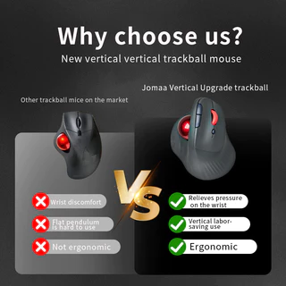 Jomaa Dual Mode Trackball Bluetooth Mouse 2.4G แนวตั้งชาร์จ Ergonomic Mice สําหรับคอมพิวเตอร์พีซี iPad Easy Thumb Control Mouse