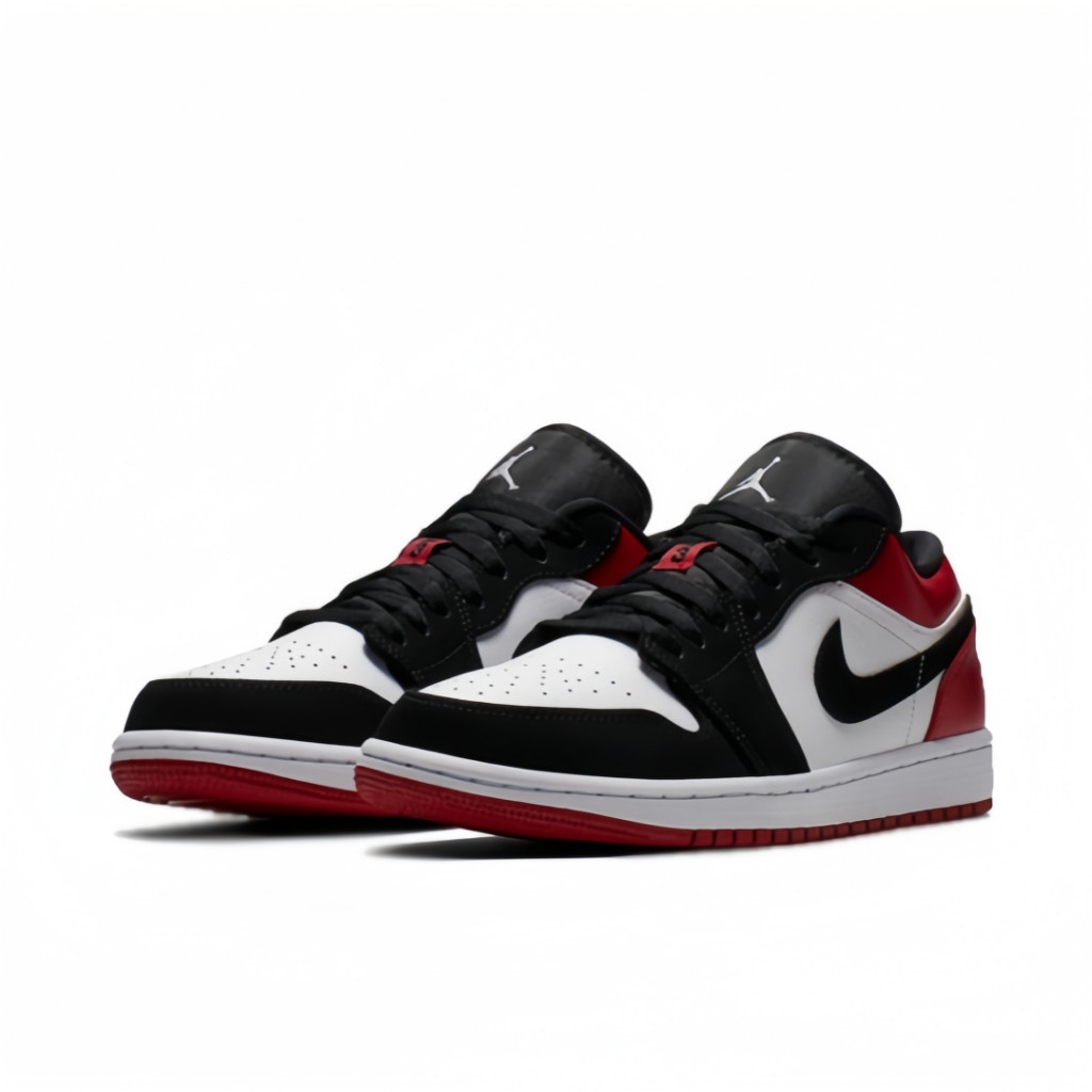 



 ♞Nike Air Jordan 1 Low Black Toe Black, Red and White gentleman Woman ของแท้ 100 % style Sport