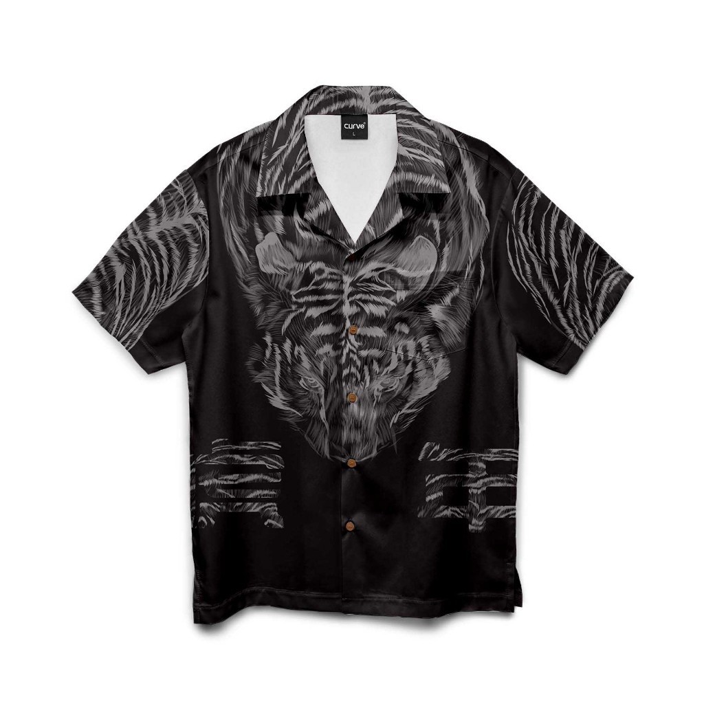 เสื้อฮาวาย CURVE ลายพร้อมส่ง สีพิมพ์คมชัด สีไม่ตก SET2 (ไม่มีกระเป๋า)