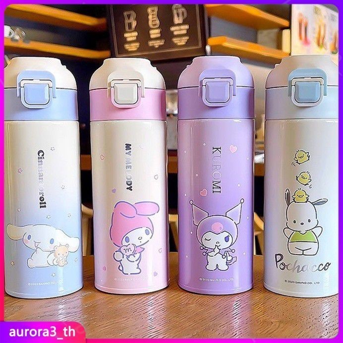 【ในการจัดส่ง】 Sanrio Kids กระติกน้ำร้อนแก้วเก็บความเย็นขวดน้ำนักเรียนโรงเรียนดื่มโดยตรง Kuromi Cinn