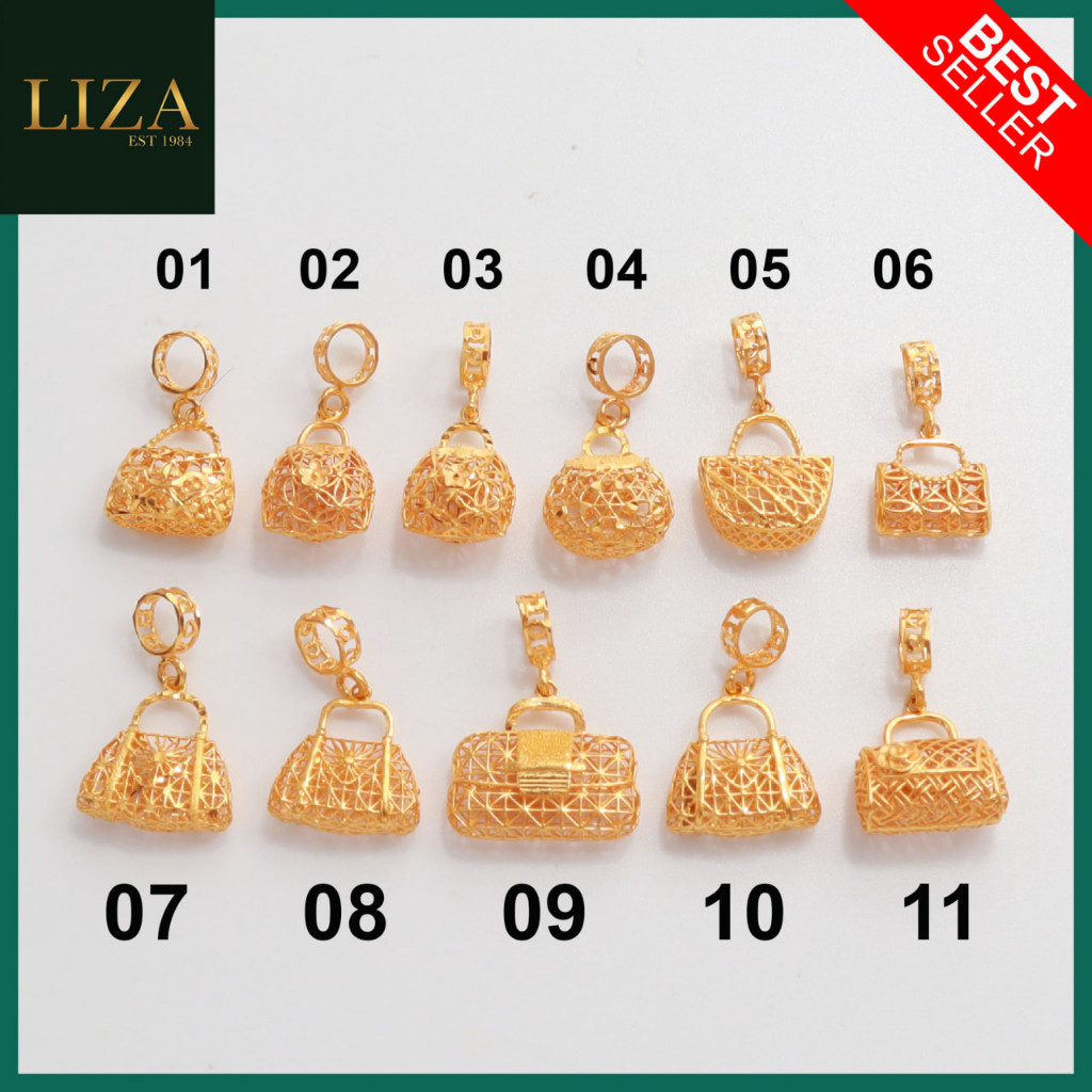 กระเป๋าถือ Liza Gold Collection Charms สีทอง 916