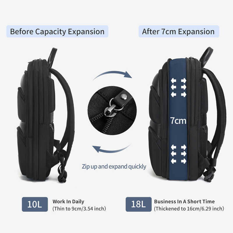 New Expandable Tigernu Man Business Travel Back Pack Men's Waterproof 15.6 17inch Laptop Backpack B pack
