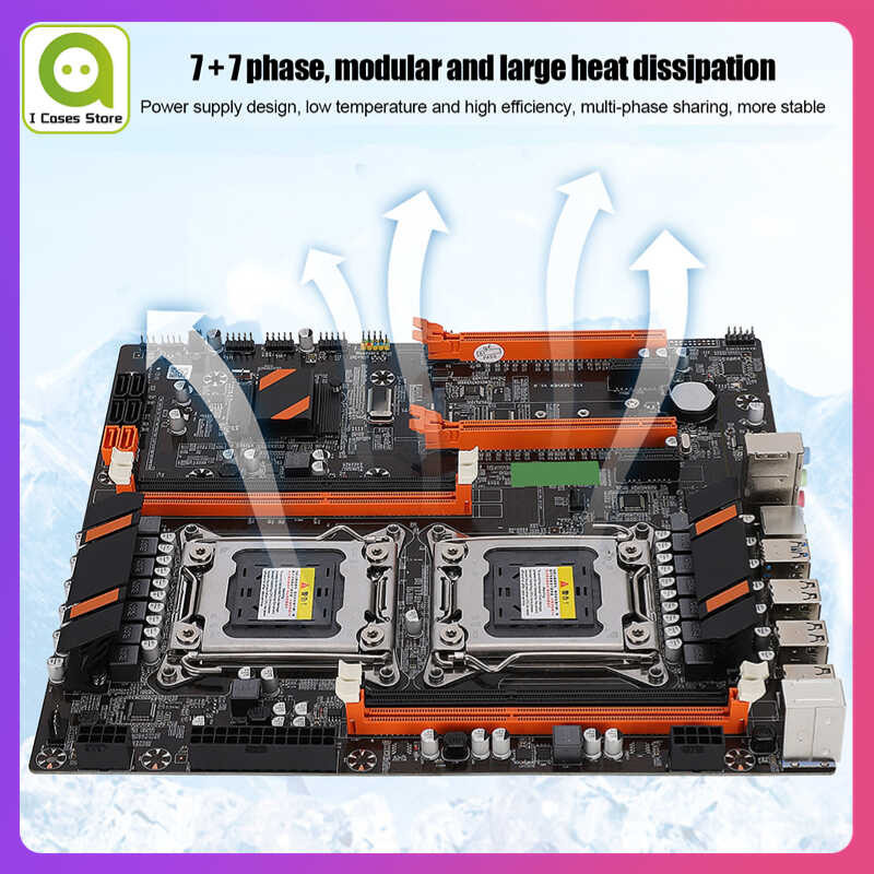 Dual Desktop Motherboard Socket Built In Rear 2 x USB3.0/Gigabit LAN Card X79 with SATA Cable