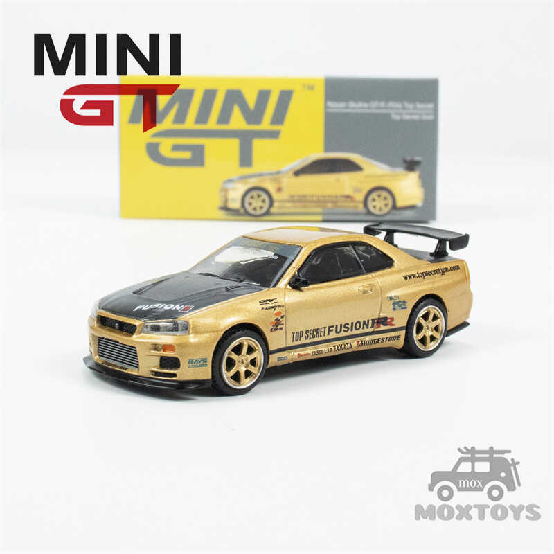 GT 1:64 MINI SKVLINE GT-R (R34) Top Secret Gold Diecast Model Car -R