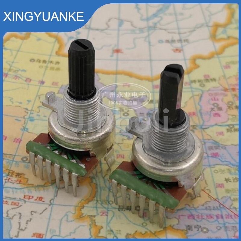 2pcs 161 ประเภทคู่แนวตั้ง Potentiometer 6 Pins B10K B20K B50K B100K ลําโพงเครื่องขยายเสียงปริมาณ Potentiometer เพลาความยาว 20 มม.