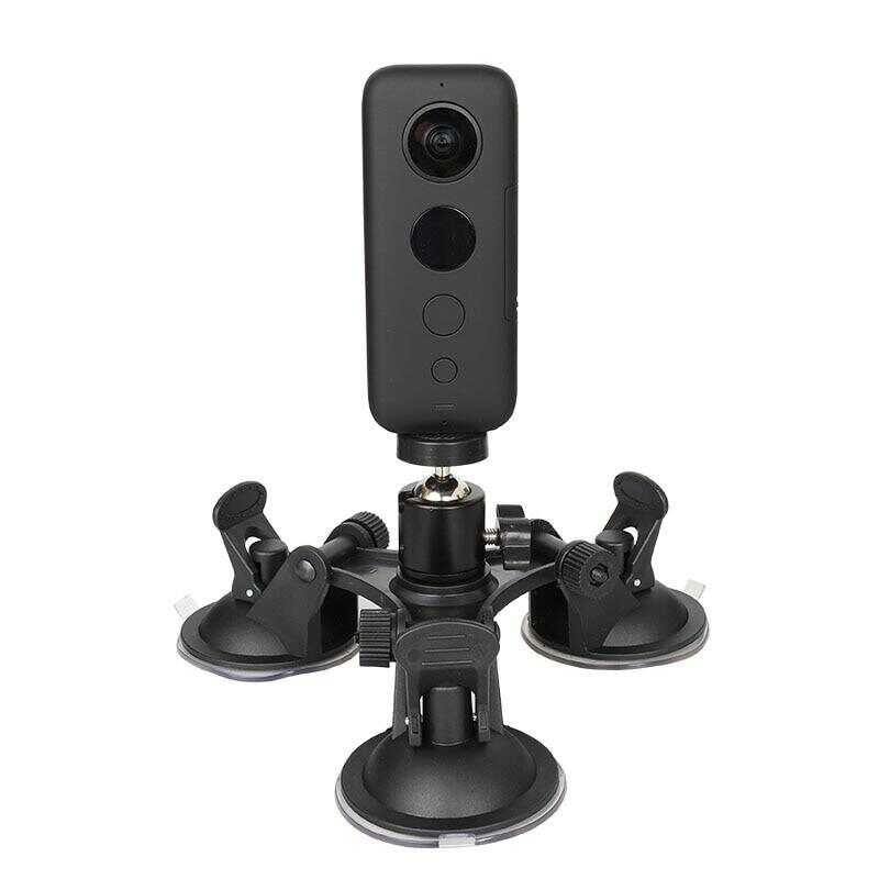 w/Ball Suction Triple Camera Head for Insta360 One X/X2/X3 Yi 4K/Sony/Suction Cup Car Holder Window 