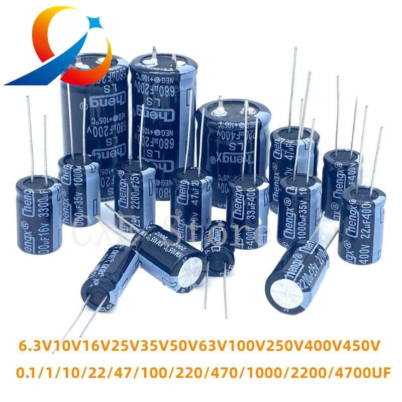 ตัวเก็บประจุอลูมิเนียมอิเล็กโทรไลติก20% 100Uf 470Uf 680Uf 1000Uf 1500Uf UF 100V 200Uf 10V 16V 25V 35